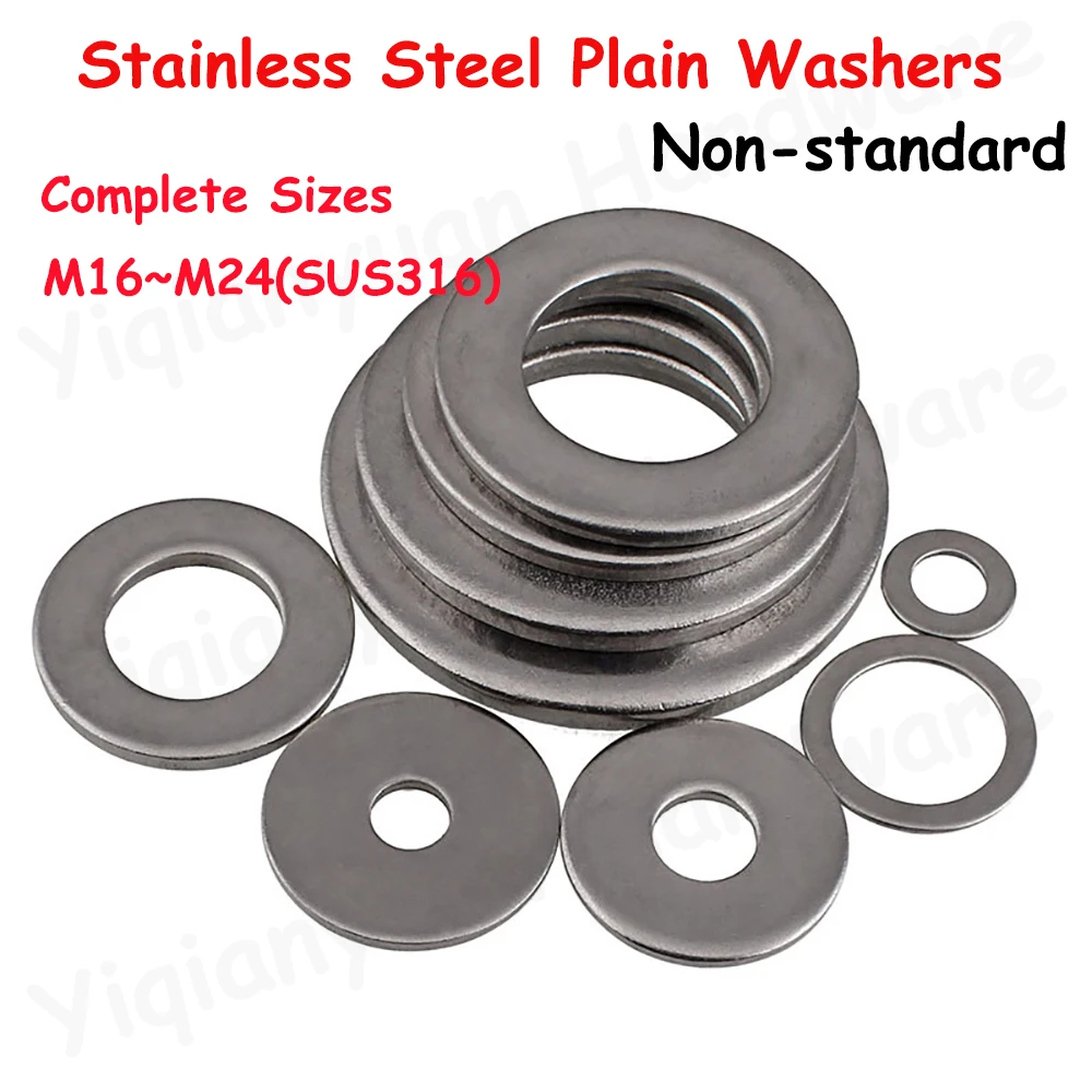 M16 M18 M20 M22 M24 SUS316 Stainless Steel Non-standard Plain Washers Flat Gaskets Shims for Cylinder Complete Sizes Large Rings