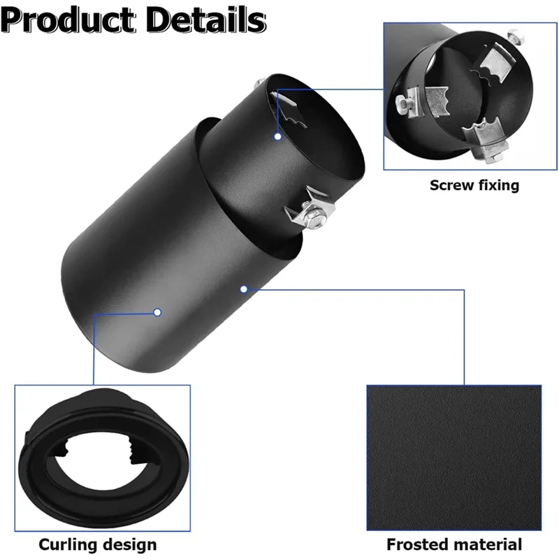 Durable-1 Piece Car Exhaust Tip, Car Exhaust Pipe Modification Tail Throat Tail Pipe 2.1In To 1.5In Universal Stainless Steel (B