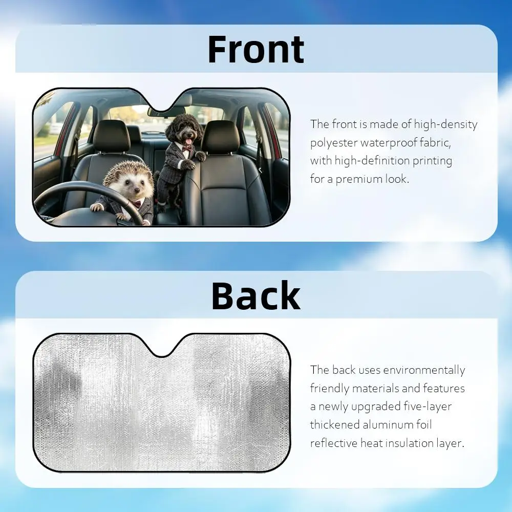 Squirrel Driving Travel Sun Visor Reusable Aluminum Foil Car Windshield Sun Visor UV Protector Heat Insulation Cover Shade