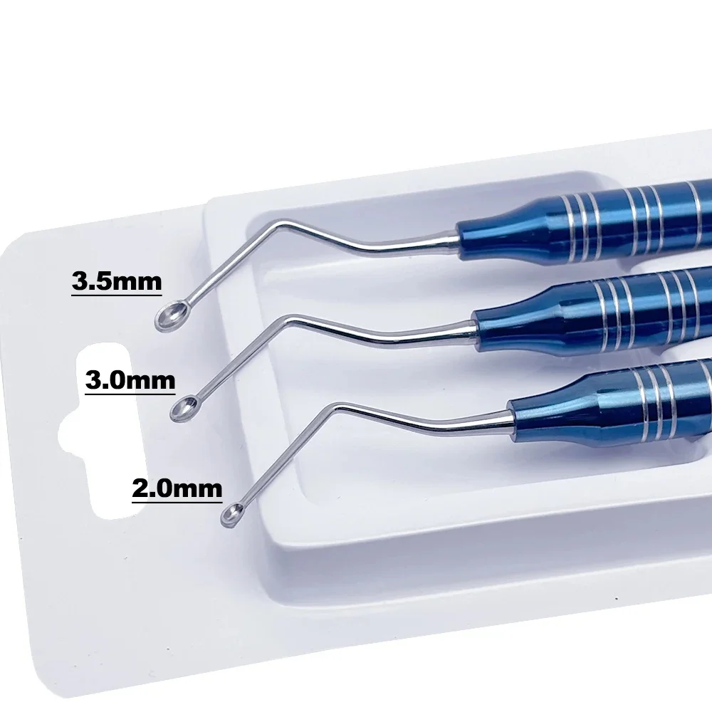 3Pcs/set Stainless Steel Dental Implant Powder Spoon Graft Scoop Dental Bone Curettes Spoon Periodontal Cleaning Bone Fragment