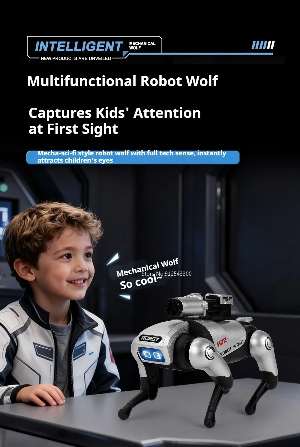 Legierung Mechanische Wolf Technologie Maschine Modell Spielzeug Intelligente Walking Sound Licht Touch Sensing Roboter Spielzeug für Jungen Geschenke – Detail 3