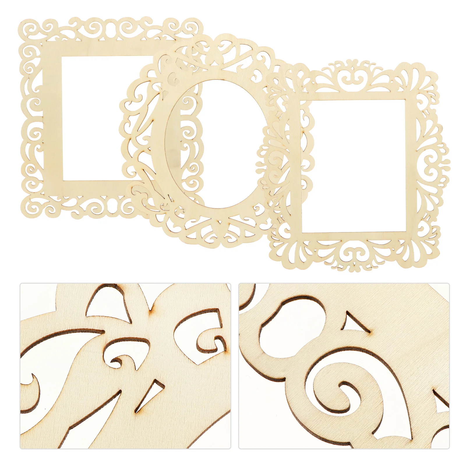 

3Pcs Wood Pendant Unfinished Wooden Cutouts for DIY Craft Projects Party Decorations Christmas Birthday Wedding Wood Ornament