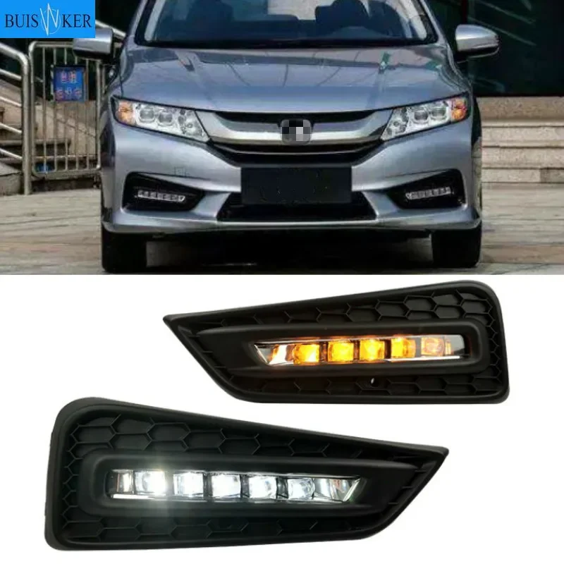 

2PCS 12V DRL For Honda City 2015 2016 2017 With Yellow Color Turning Signal Lamp Day Light LED Daytime Running Light