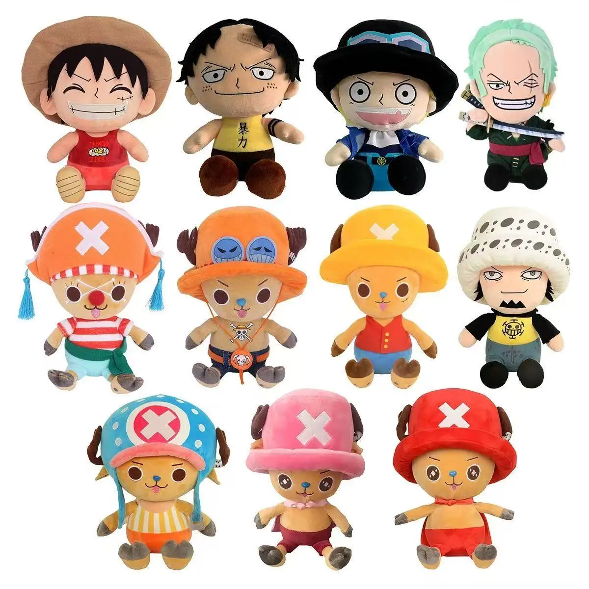 HoT 25cm One Piece Anime Figure Zoro Luffy Chopper Plush Toys Cute Cartoon Plushie Stuffed Dolls Pendant Kids Xmas Gifts