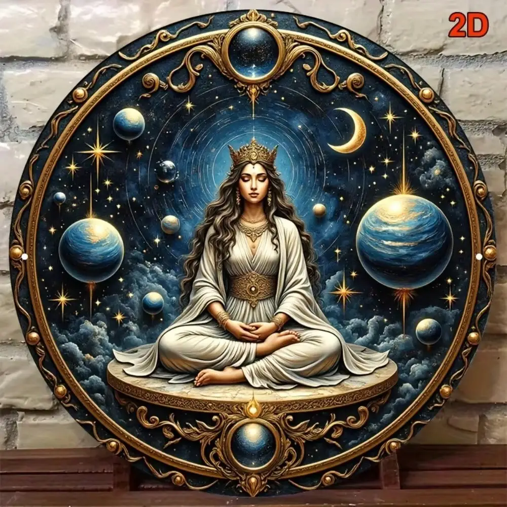 CIFBUY Cosmic Goddess Yoga Aluminum Wall Art 8 Inch Waterproof Durable Metal Sign For Home Office Living Room Bedroom Cafe