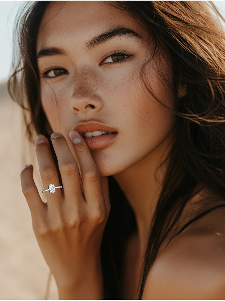 JEWELLWANG IGI-Zertifizierter Ovaler Labor-Diamantring Große Größe 3ct Damen Verlobungsring 18K Gold Hochzeitsring Feiner Schmuck – Detail 10
