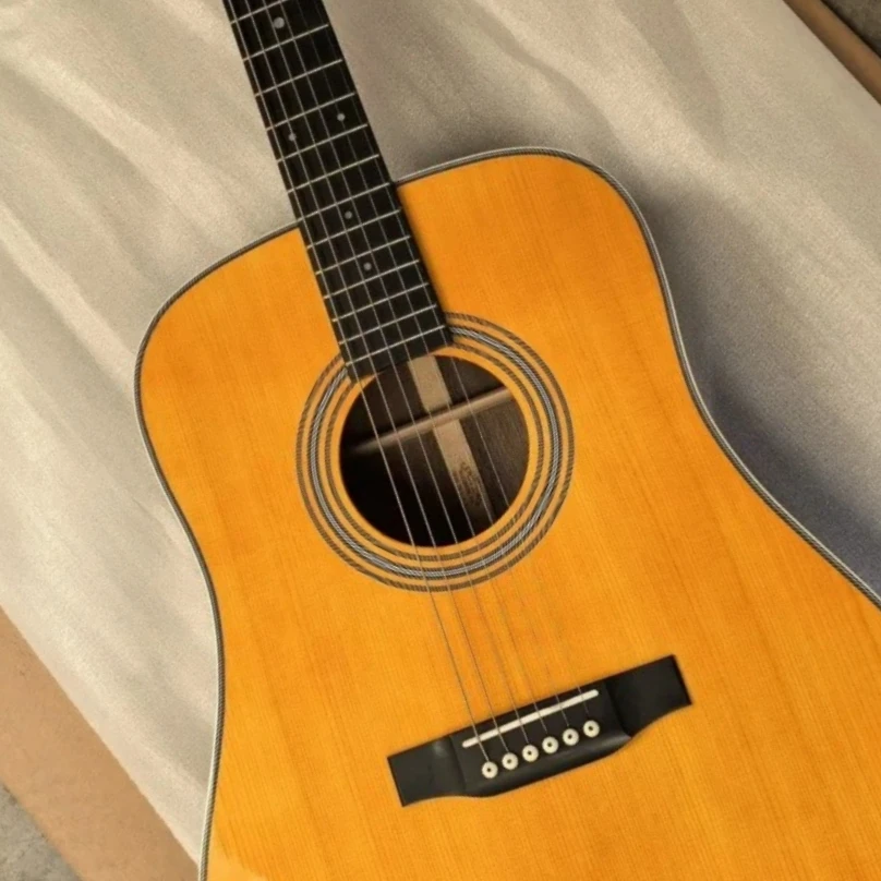 D28 Acoustic Guitar Vintage Warm Yellow D-Bucket Spruce Solid Top Rosewood  Picea Asperata Body Delivery Included Hot Gift 2026