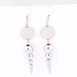 6pcs Stainless Steel Ball Charm Earring Base Blanks Dangle Fit 12mm Cabochon Earrings Bezel Setting Trays Diy Ear Hooks Findings