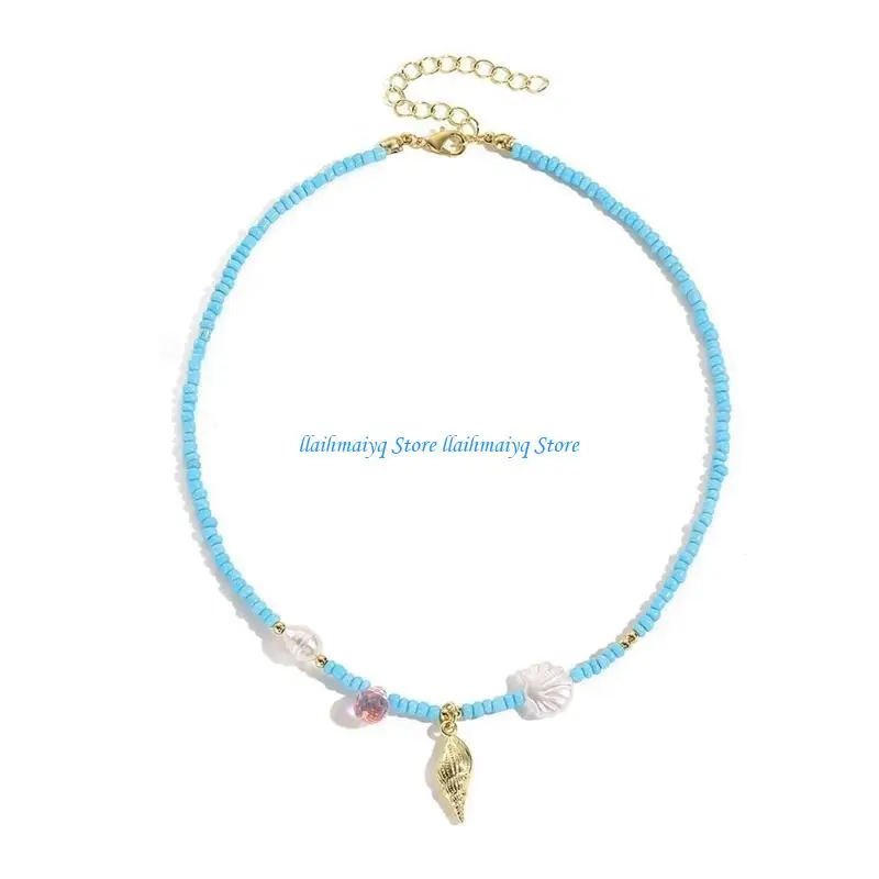 573B Handmade Bohemian Necklace Beaded Neck Chain for Beach Parties and Casual Wear