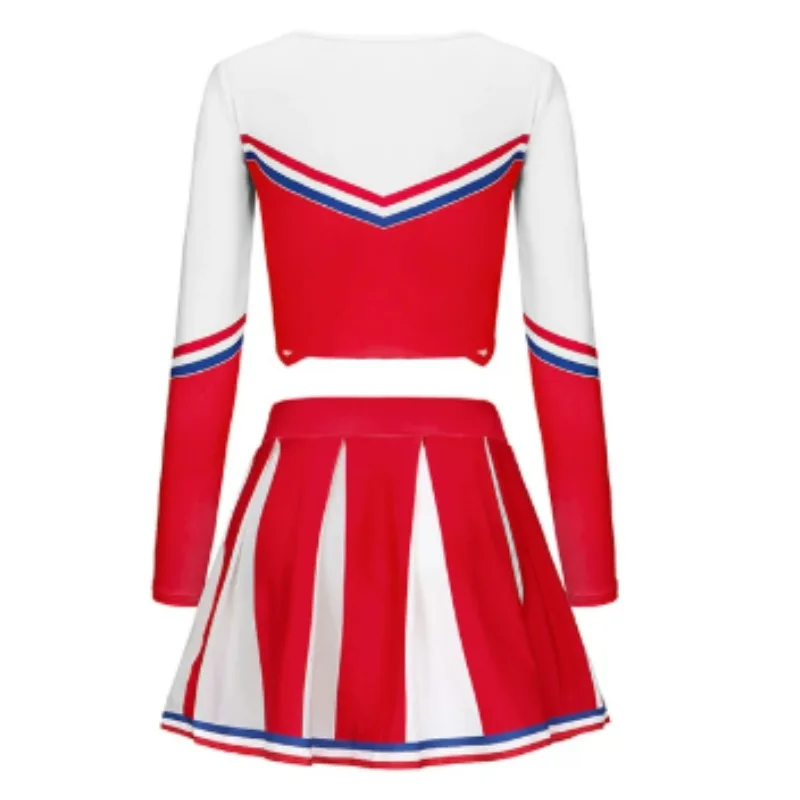 طقم تنورة بأكمام طويلة للفتيات للتشجيع، ملابس رياضية لطيفة للأطفال من بوم بومس، ملابس حفلات العودة إلى موسم المدرسة #4