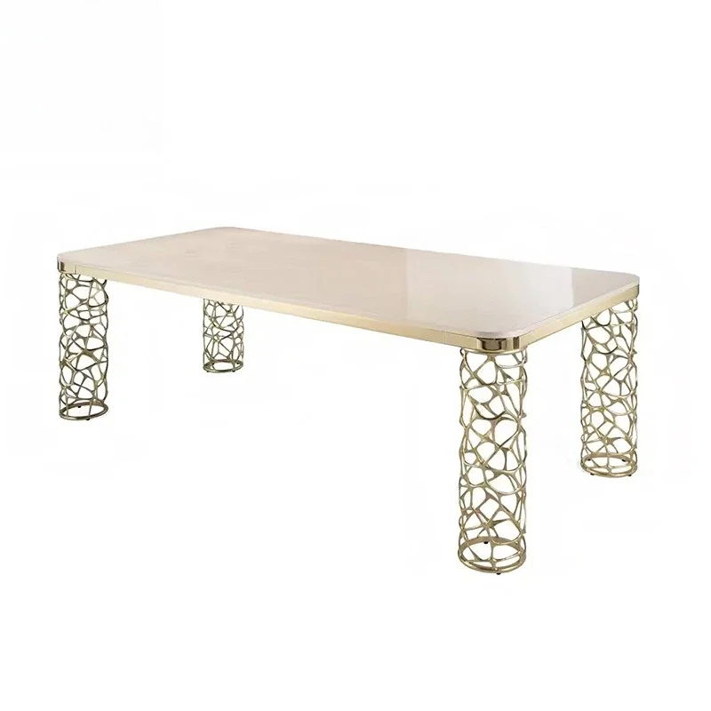 Luxury metal, multi-person, Italian villa, high-end dining table in a family restaurant