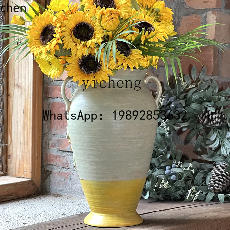 YFY  painted sunflower ceramic dried flower flower arrangement creative home ornament living room soft light art