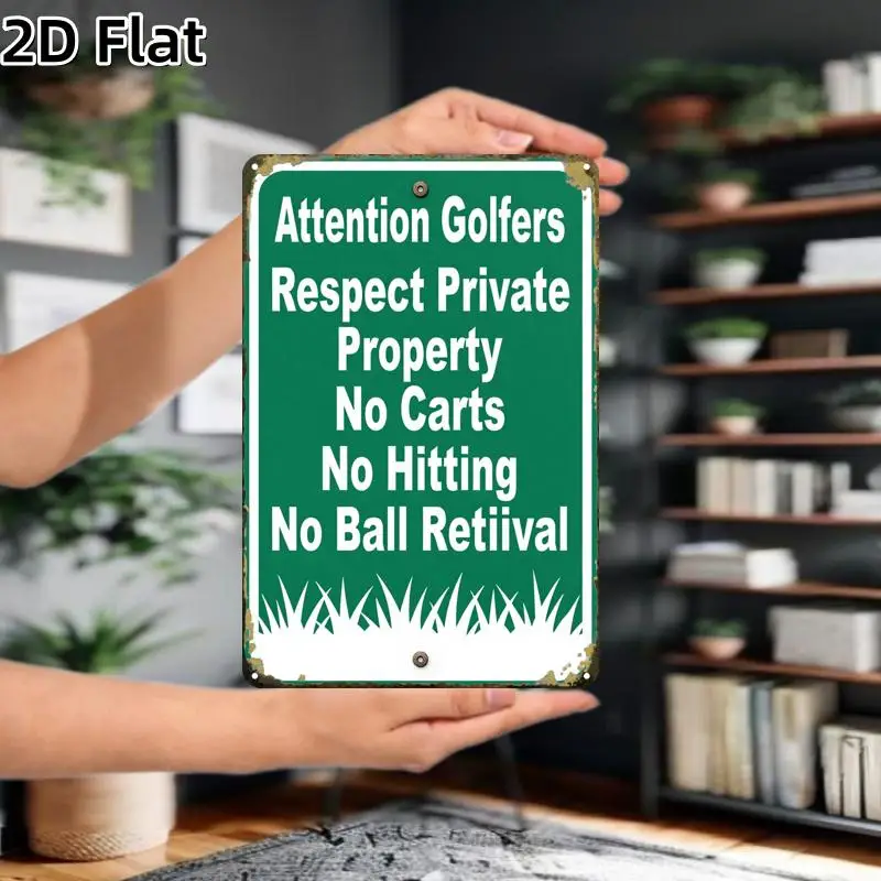 2D Metal Sign, 8x12 Inch, Flat Aluminum Plate, Vintage Style, Garage Wall Art, Home Decor Gift for Golfers