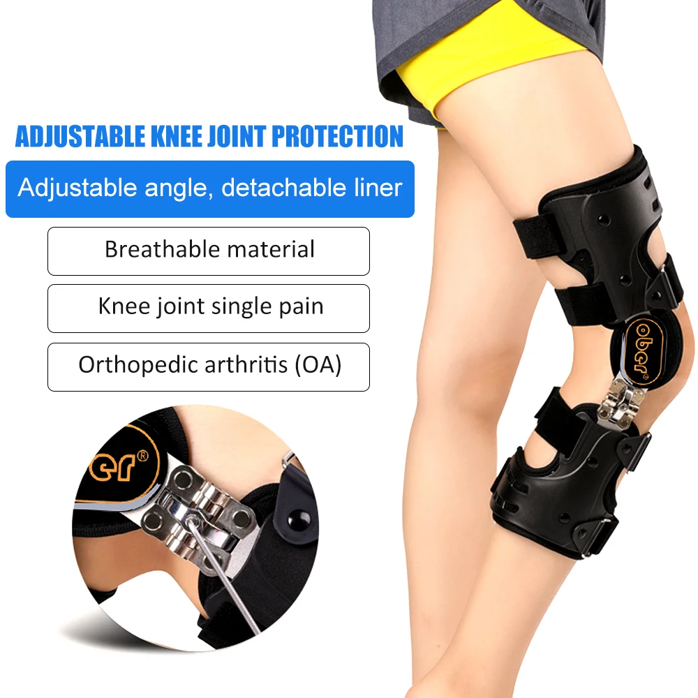 ROM Hinged Knee Brace Immobilizer Brace Leg Braces Orthopedic Patella Knee Support Orthosis,Adjustable for Left Leg Right Leg