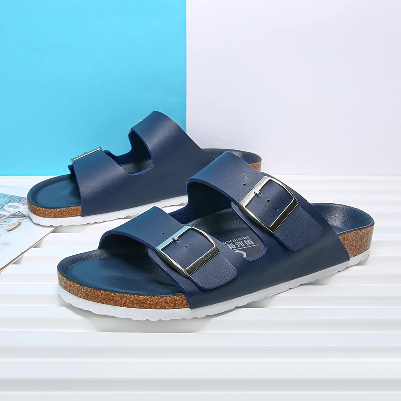 2023 nuova estate vacanza al mare pantofole in sughero casual doppia fibbia antiscivolo zoccoli diapositive uomo donna slip on scarpe basse con