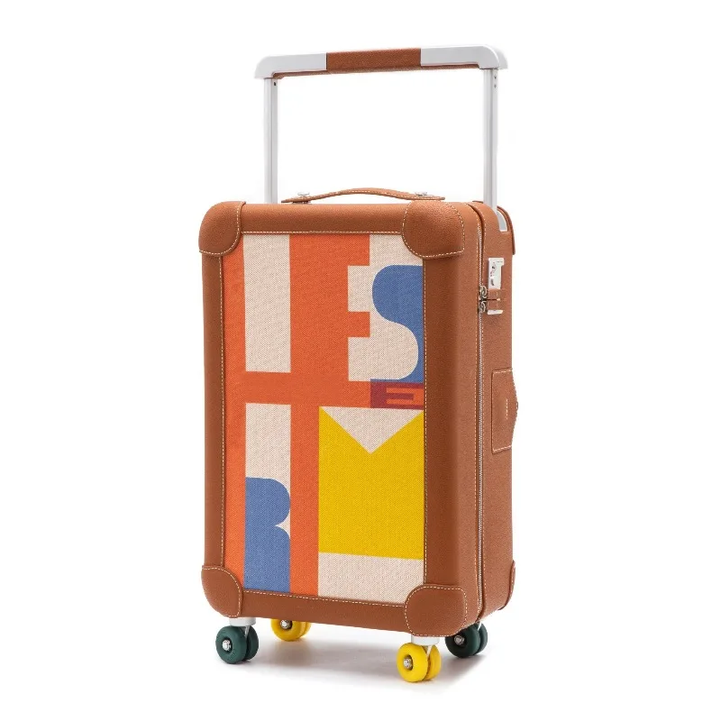 Cowhide suitcase 20 inch boarding case Silent wheel universal wheel trolley case