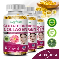 Alxfresh 710mg Hydrolyzed Collagen 300mg Glutathione 4000mcg Biotin & Vitamin A D B6 B12 Capsule Nutritional Supplement