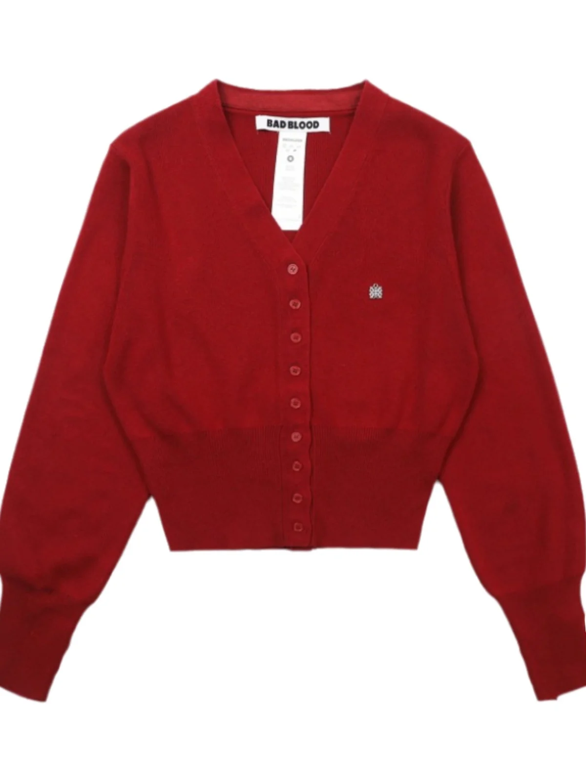 

American Retro Knitted ort Cardigan Outerwear for Spicy Girls Autumn Winter Red Sweater Jaet Loose Fit V-Ne Long Sve