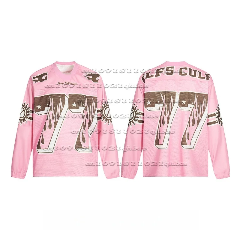 

Vintage Women's T-shirts, Y2K Pink Print Shirts, Long-sleeved Sports T-shirts, Streetwear, Loose Quick-drying Hip-hop T-shirts