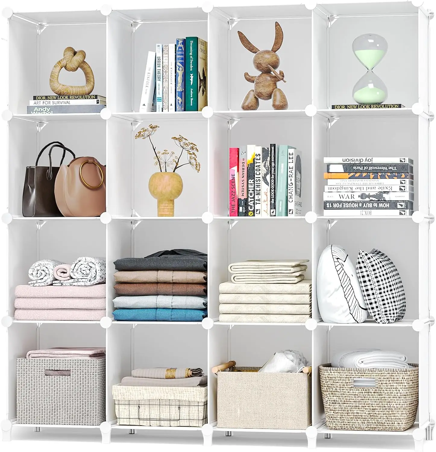 

16 Cubby Storage Organizer,Closet Clothes Storage Organizer,Cube Shelves Closet Organizers and Storage shelves(White)