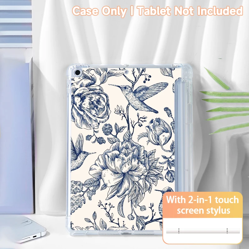 Suitable for iPad single shell with dual-head stylus，with pen slot，iPad11 A16 Pro11/Air13 mini 10.2/10.5/10.9 M3 Protective case