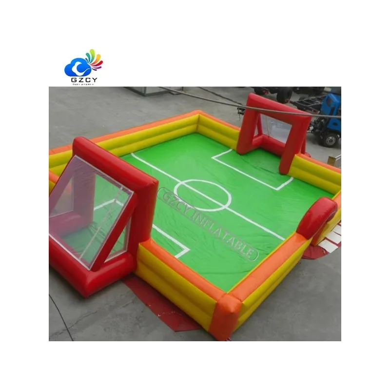 

Commercial Large Inflatable Soccer Field Football Ground Orange Blue Red Black Court Area Soap Soccer Field
