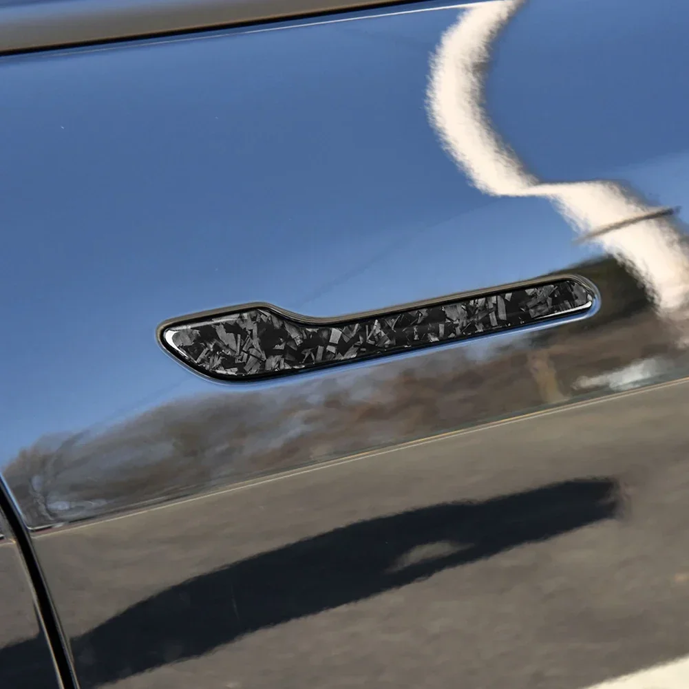 For For For Forged Carbon Fiber Door Handle Cover For For For For Tesla Model 3 Model Y Black Unique Design Scratch Resistant