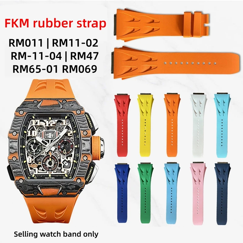 FKM Fluororubber Watch Strap For Richard Mille RM011/02/03 RM47 RM65-01 069 Men's Replacement watch Band bracelet Accessories