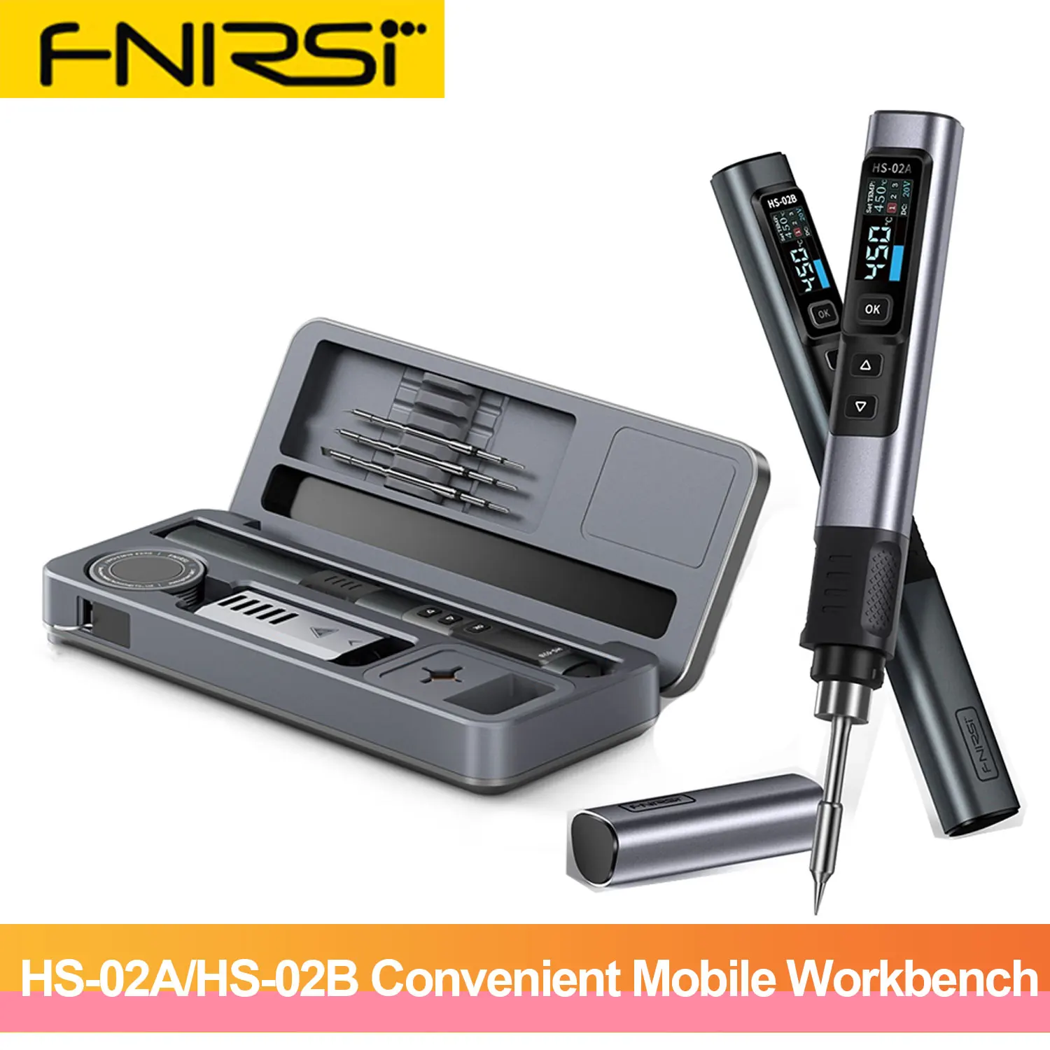 

FNIRSI HS02 Original Smart Soldering Iron HS-02 Convenient and Fast Mobile Workbench Storage Box Soldering Iron Set