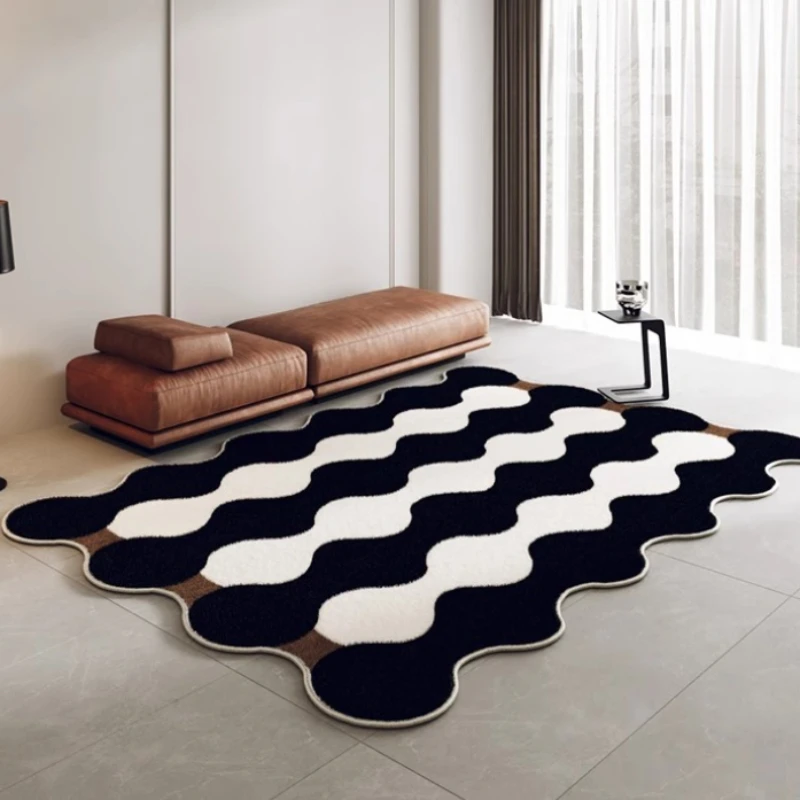 Irregular Living Room Large Area Carpet Minimalist Art Black Line Carpets Bedroom Bedside Decoration Home Comfortable Soft Rugs