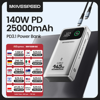 MOVESPEED M25Pro 140W Power Bank 25000mAh Type C Fast Charge Portable External Battery 100W PowerBank for iPhone MacBook Laptop