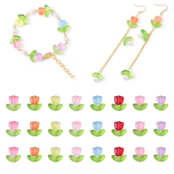 25Sets Jelly Powder Gradient Glass Tulip Petal Beaded Material DIY Handmade Bracelets, Earrings, Accessories, Hairpins