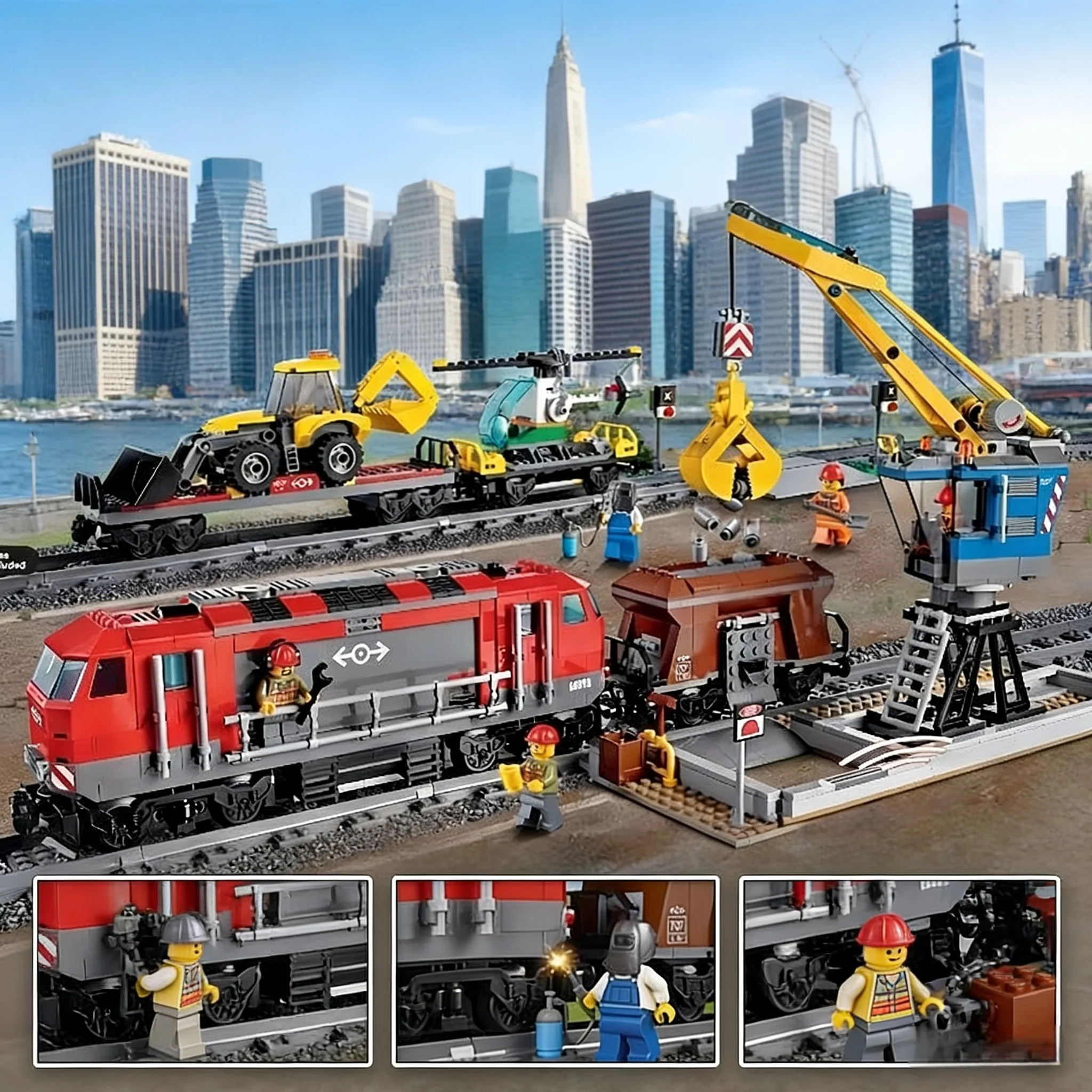 

Новый MOC City с дистанционным управлением, модель грузового поезда, строительные блоки, детский праздничный подарок для мальчиков