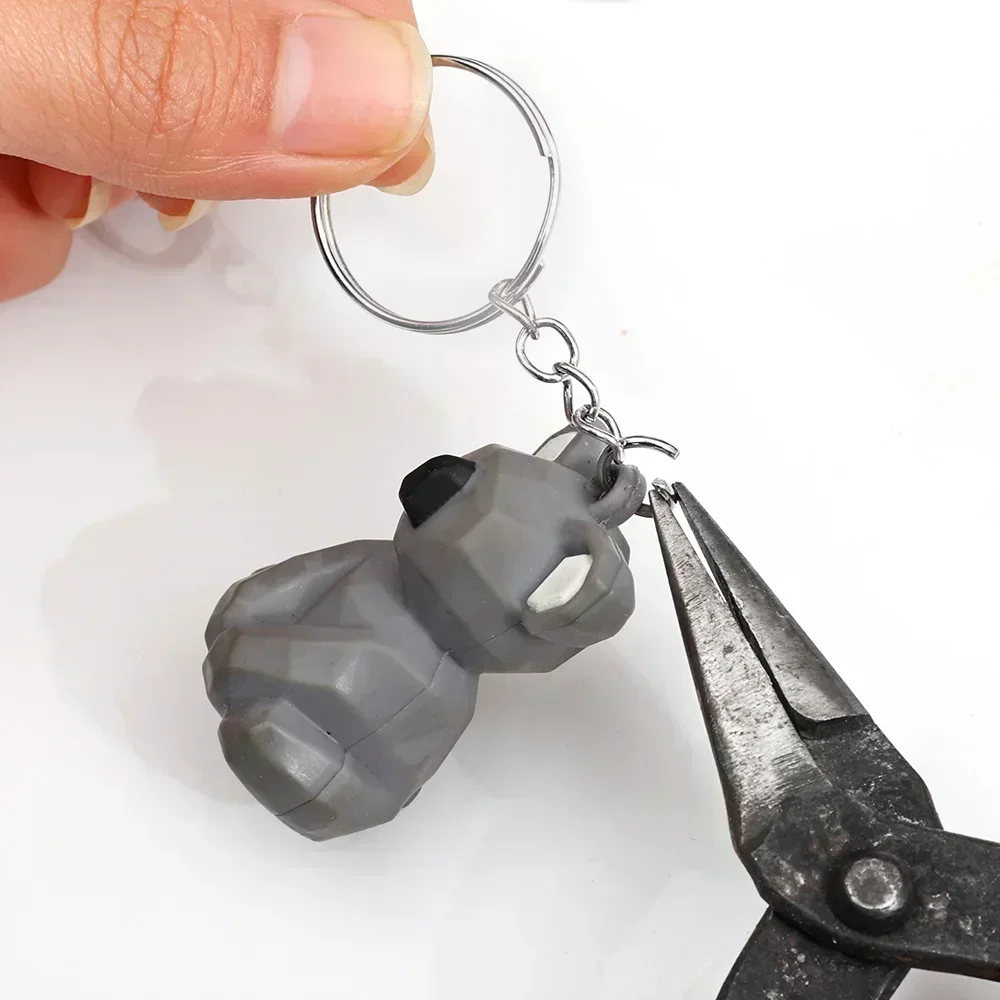 Versilberter Metall-Schlüsselanhänger mit Splitring, Schlüsselhalter für Damen und Herren, DIY Schlüsselketten, Schlüsselring 2027 – Detail 9