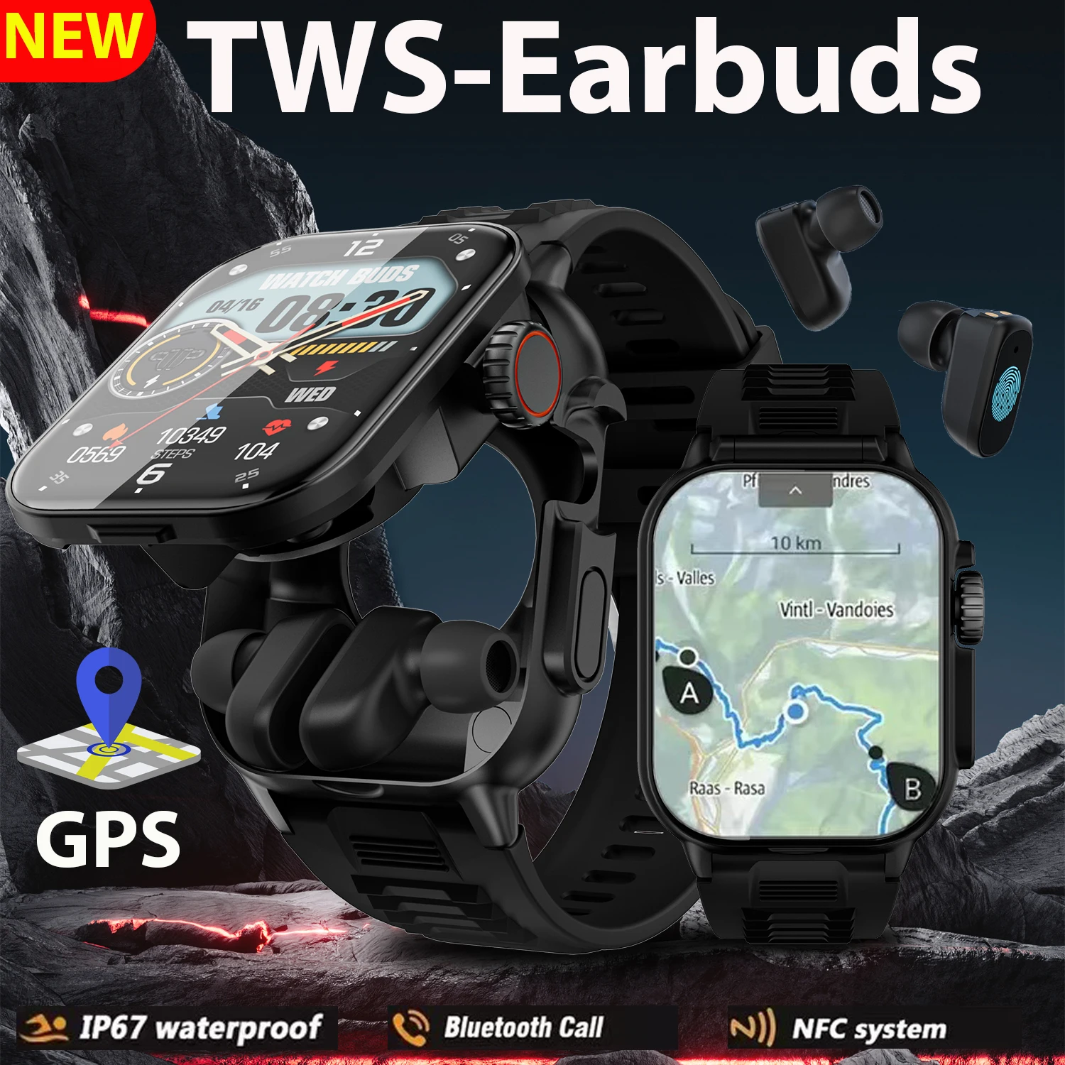 2025 New Smart Watch TWS 2-in-1 Bluetooth Earphones GPS HIFI Sound Quality Bluetooth Call For Men and Women Sports SmartWatches