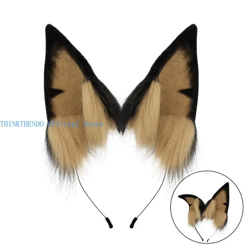 

39BB Dobermann COSPLAY Puppy Headband Animal Ear for Carnivals Party Handmade Furry Dark Ear Party Costume Devil