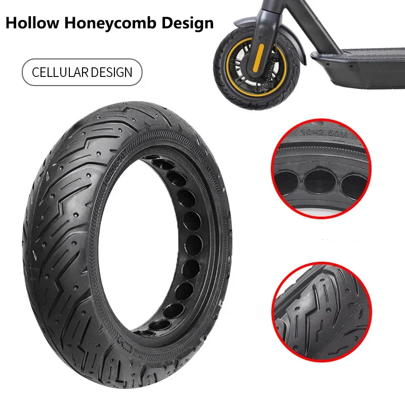 10 Inch Honeycomb Solid Tire For Ninebot Max G30 Electric Scooter 10*2.5 Rubber Shock-absorbing Explosion-proof Tyre Accessories