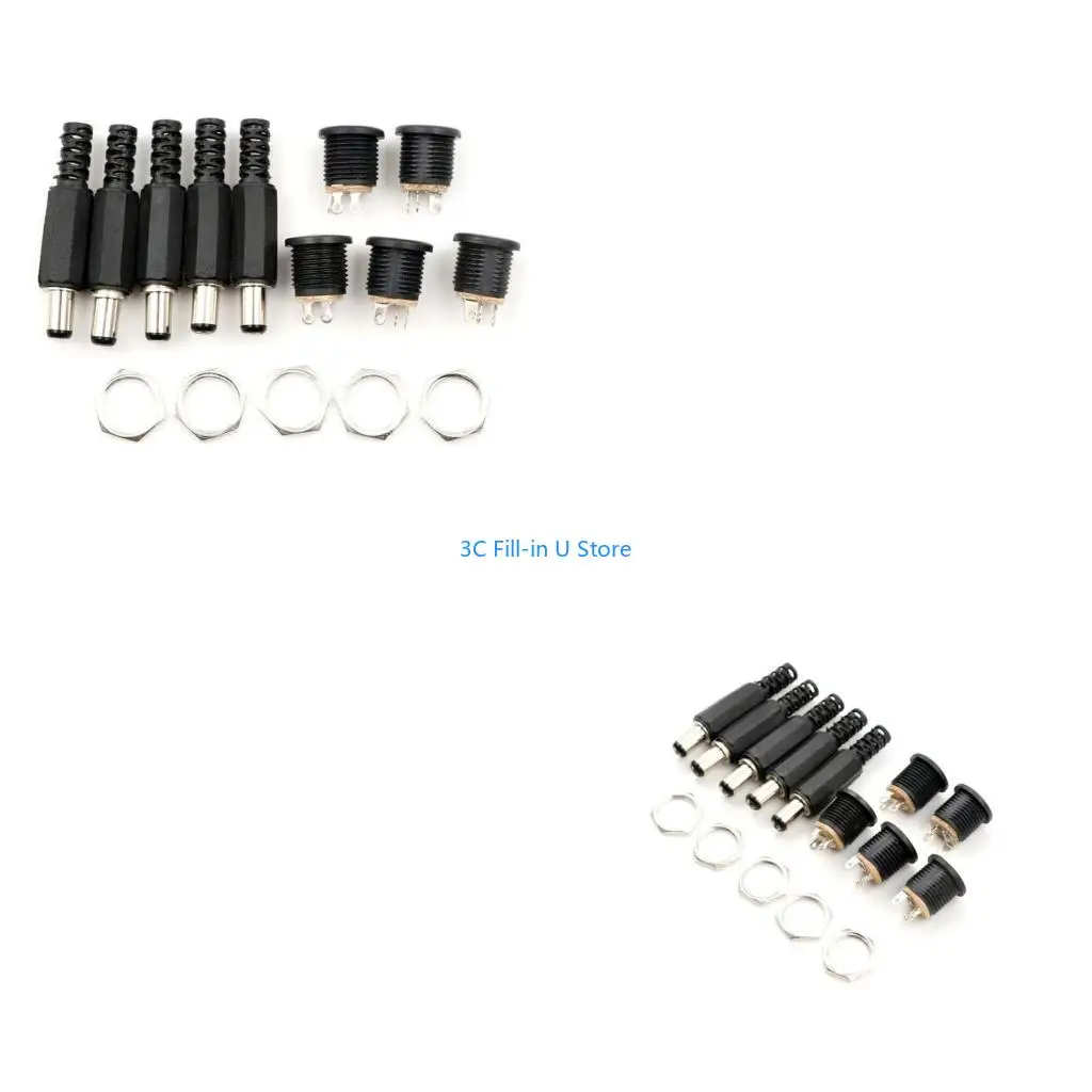 G8TA Male Plugs + Female Socket Panel for CCTV Security Camera Lighting Power Adapter