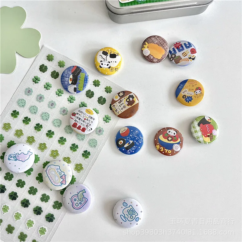 14Pcs Kawaii Japanese Retro Cartoon Badge 25mm Cute Mini Button Pin Badges for Backpack Makeup Pouch Pencil Case DIY Decoration