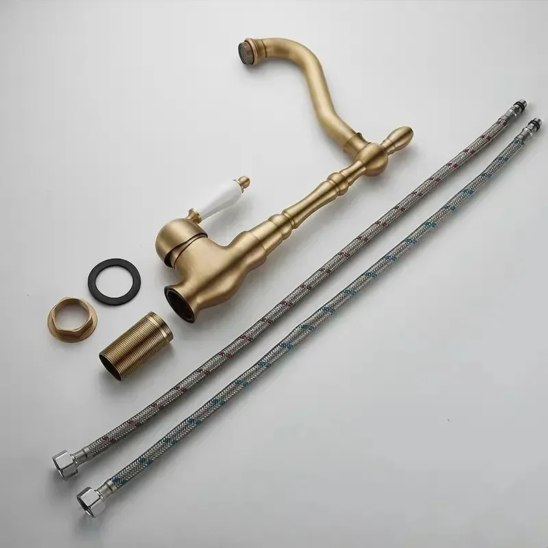 European Antique Hot Cold Faucet Basin Sink Mixer Tap Crane Antique Lavatory Bathroom Sink Faucet Vintage Style Water Tap