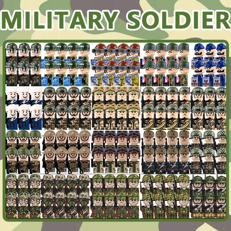 

WW2 Military US Soldier Figures Building Blocks Armored Division Navy Infantry Camouflage Warrior Christmas Bricks Toy Gift Boys