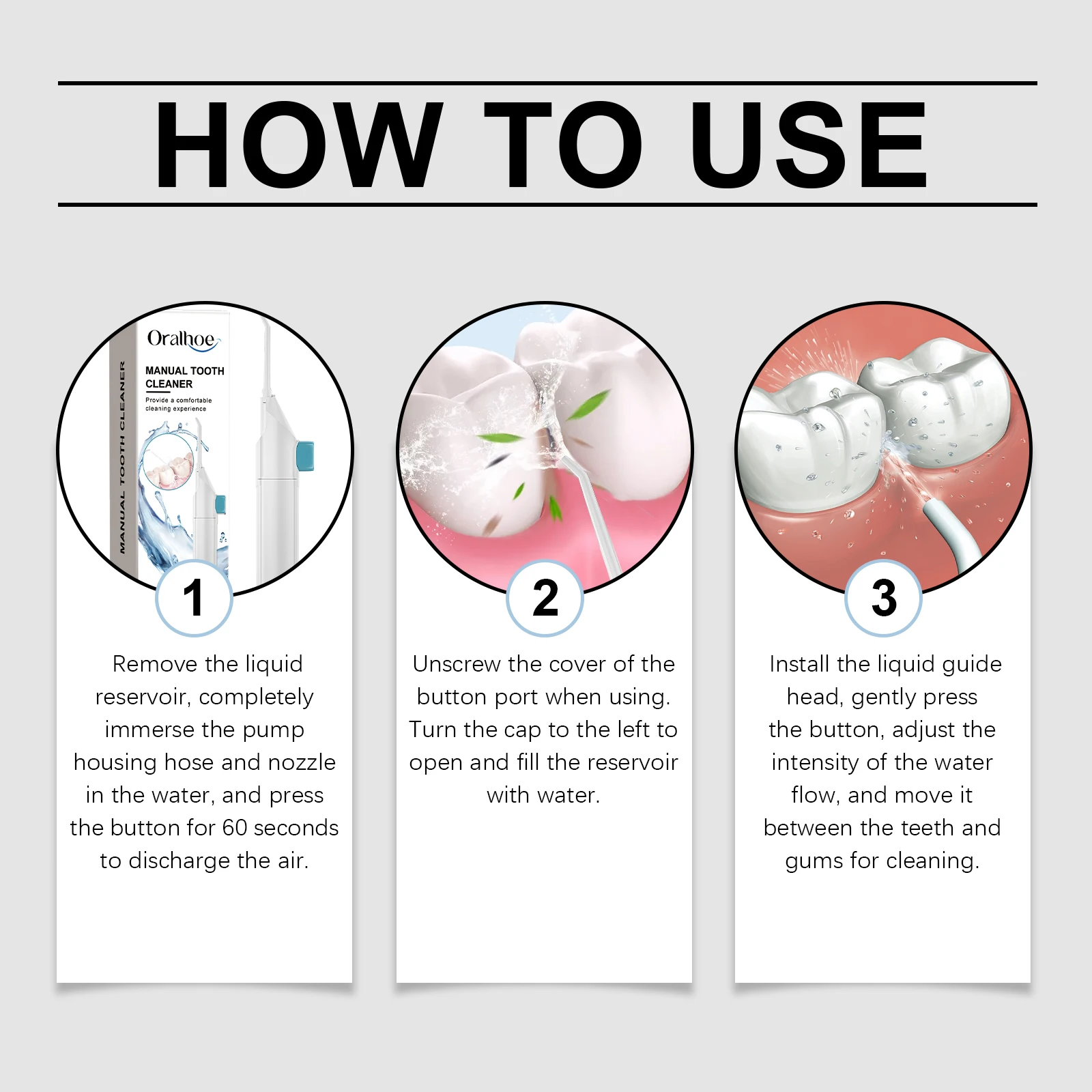 Manual Water Flosser & Oral Irrigator Set Portable Cordless Dental Cleaner Remove Food Debris Daily Oral Care 2pcs view 6