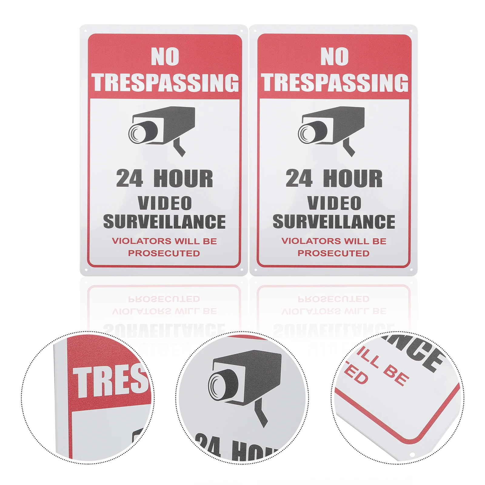 2pcs Security Camera Signboard Outdoor Metal Warning Sign Rustproof Wall Mounted Monitoring Area Indicator For Store