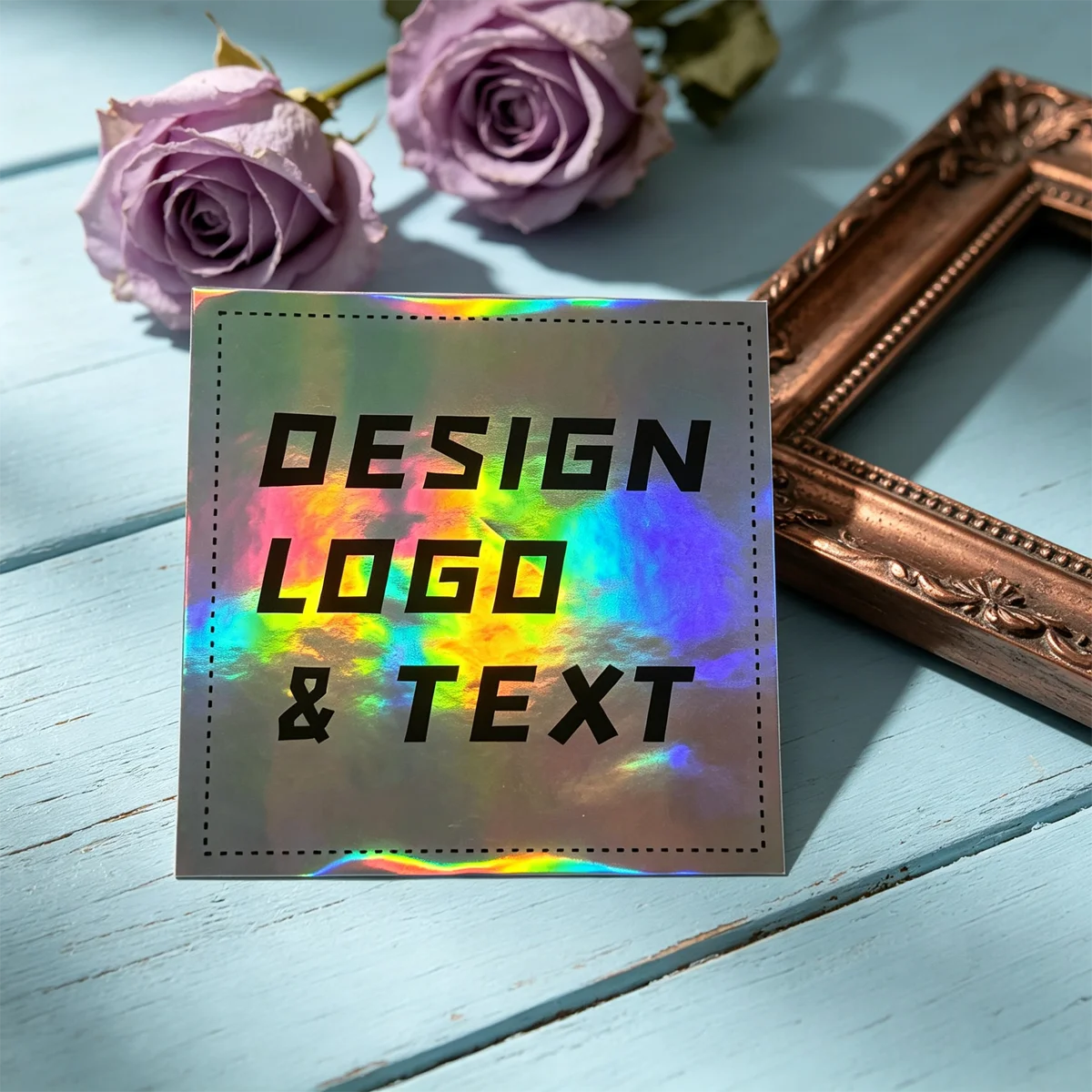 Silver Laser Holographic Reflective Stickers Custom Personalized Logo Design, Unique Custom Identification Brand Sticker Labels - view 5