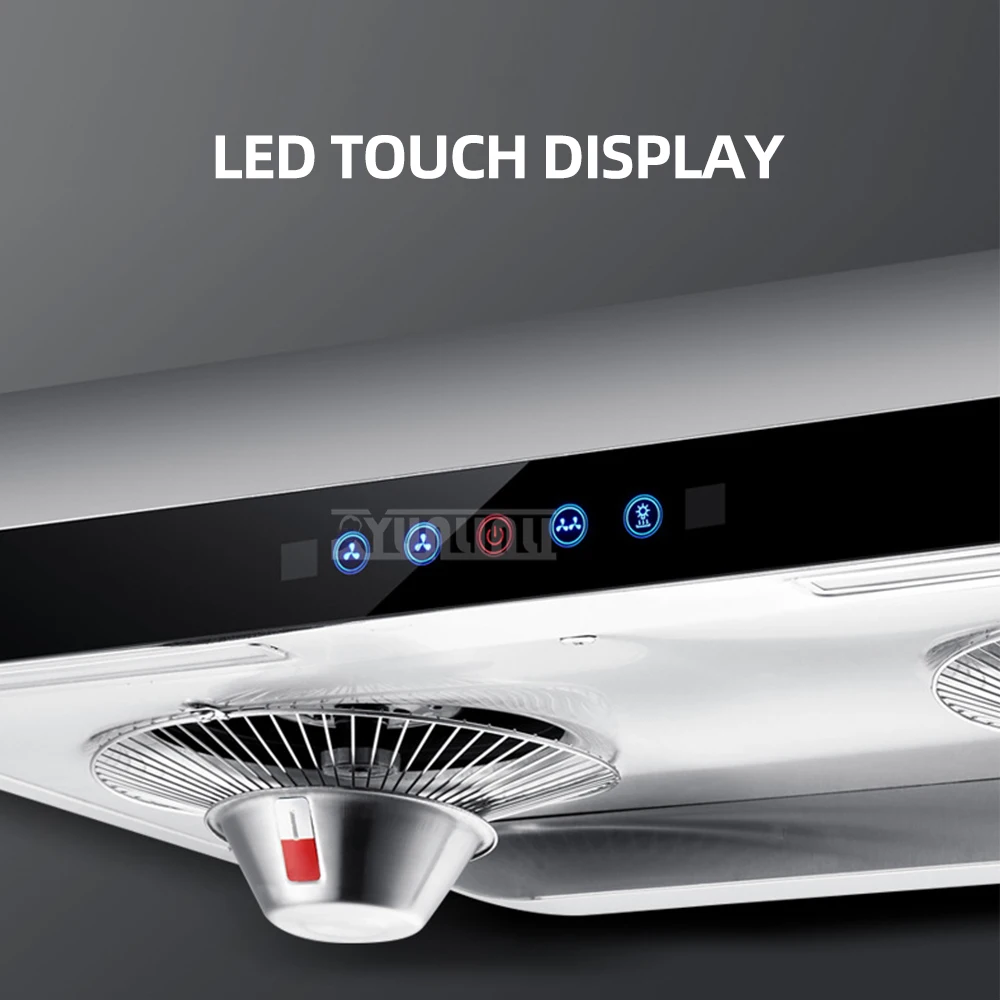 71CM Stainless Steel Kitchen Range Hood with Dual Motor High Suction Touch Type Control Extractor Hood for Cooking Fume Removal