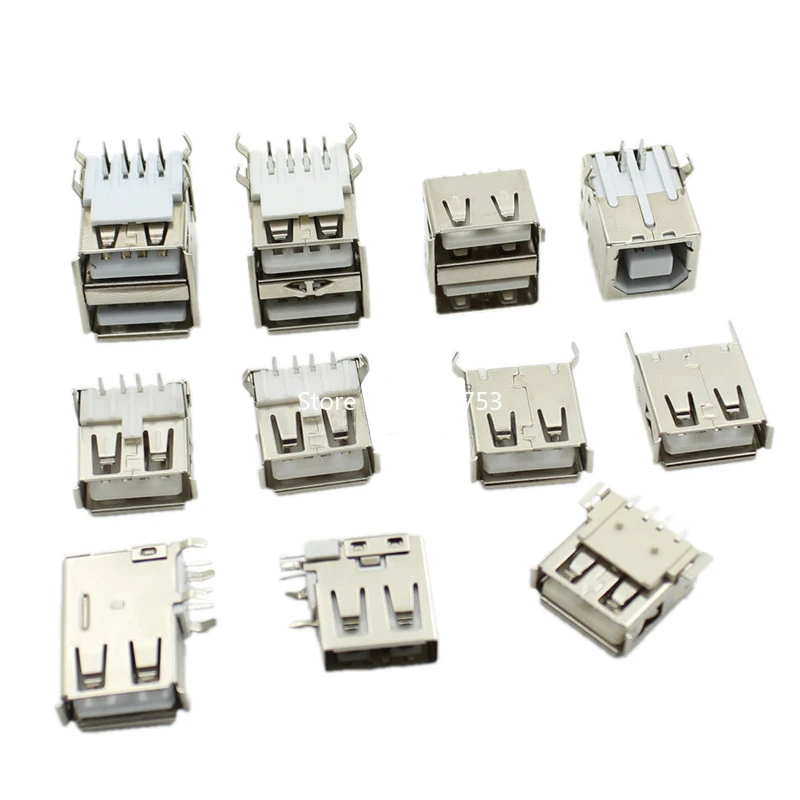 5PCS USB Interface Socket Type A Standard Port Female Male Solder Jacks Connector DIP Straight Vertical Bend Needle PCB Socket