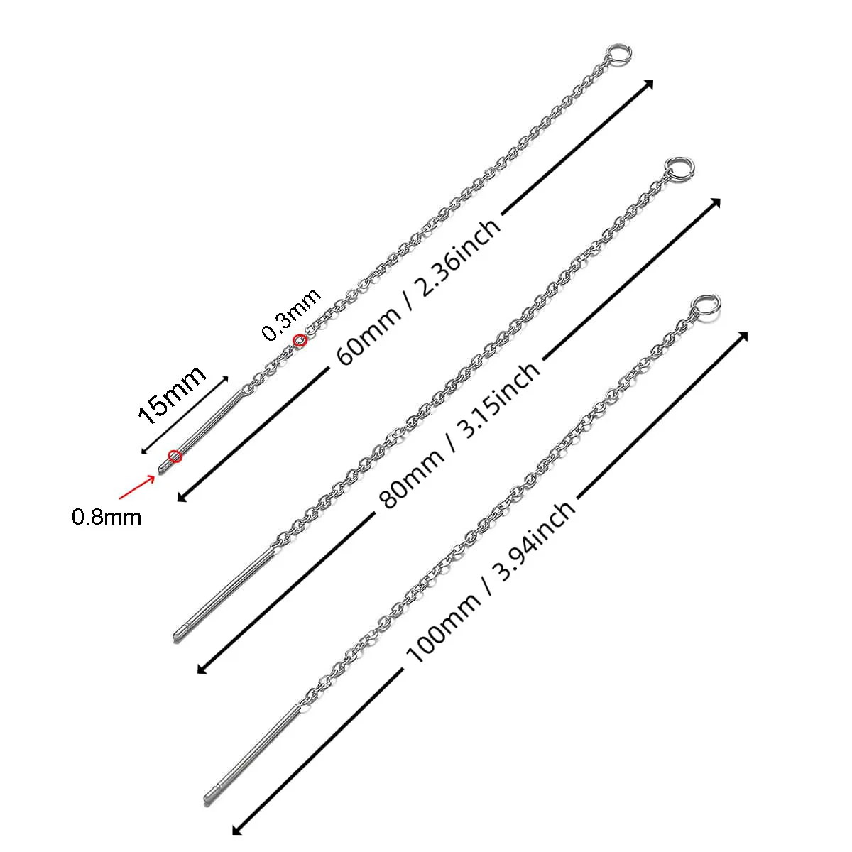 5/10Pcs Stainless Steel Earwire Tassel Drop Dangle Earrings Extension Long Chain Hypoallergenic Ear Line for DIY Jewelry Makings