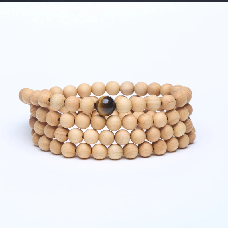 Collar de cuentas de sándalo genuino Unisex, pulsera de muñeca de sándalo, Rosario, 8mm