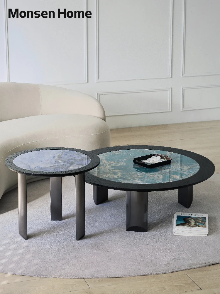 XK Stone Plate Coffee Table Combination Small Apartment Simple Modern Nordic Niche Style Side  