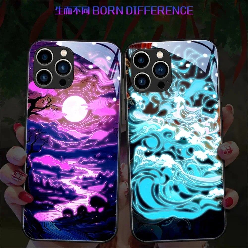 

Punk Views LED Light Glow Luminous Phone Case For iPhone 15 14 13 12 11 Pro Max X XR XS 6 7 8 Plus SE2020 Glitter Cover